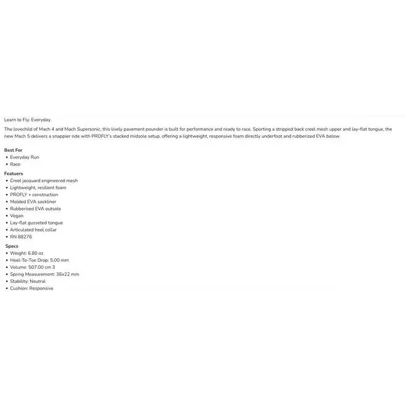 HOKA Mach 5 Women’s 9 Running Shoes PROFLY+ Lightweight Trainer - Picture 4 of 10